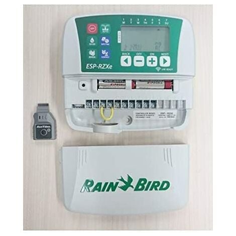 AUTRES Rain Bird RZXe4i 230 - Programador 230 V 4 Estaciones, Blanco/Verde, 3.90 x 20.1 x 19.9