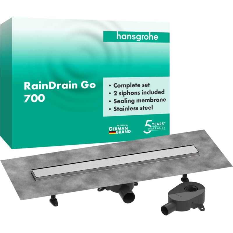 Hansgrohe - Rain Drain go cs - Ensemble complet - En acier inoxydable - 700 mm