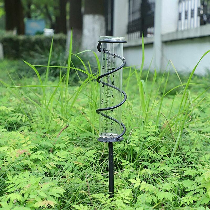 Rain Gauge with Stand, 12ml Large Gauge with Spiral Stake for Garden, Yard, Outdoor
