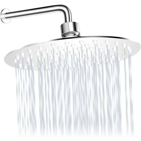 Rain Shower Head, 20cm Round, 304 Stainless Steel Shower Head with Anti-Clogging Silica Gel