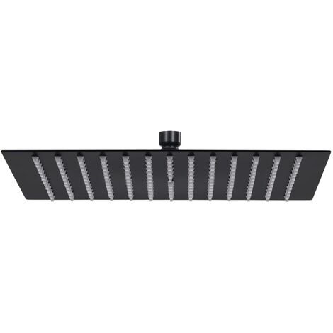 Rain Shower Head Stainless Steel 25x25 cm Square Black