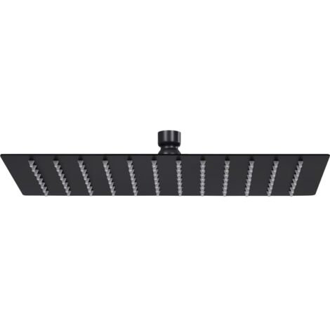 Rain Shower Head Stainless Steel 30x20 cm Rectangular Black
