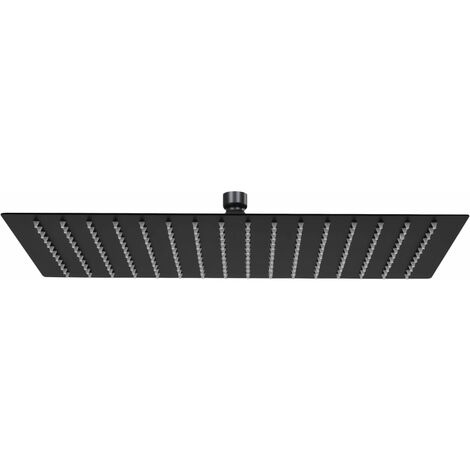 Rain Shower Head Stainless Steel 40x30 cm Rectangular Black