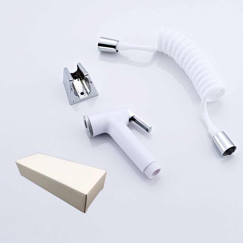 Rain Shower Set/Bidet Sprayer Set with Wall Hose/Toilet Bathroom Sanitary Accessories (White+Tube+Holder+Package)