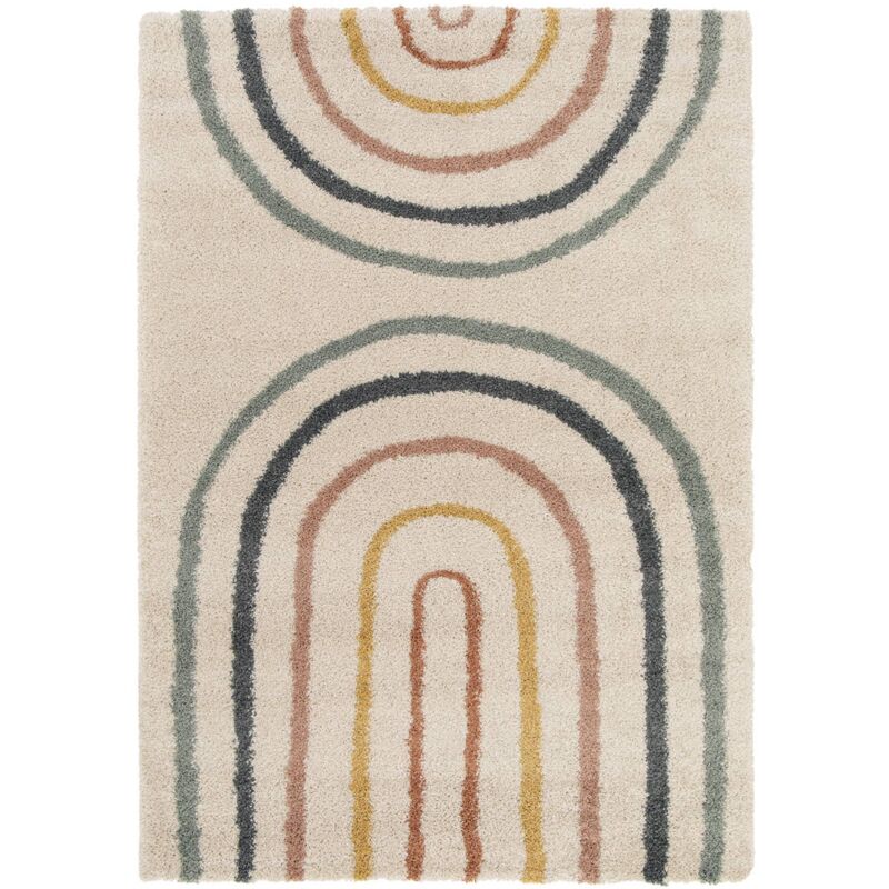 Sweeek Children's Cream And Multicoloured Interior Rug With Rainbow, Dakota, 170x120x3 Cm