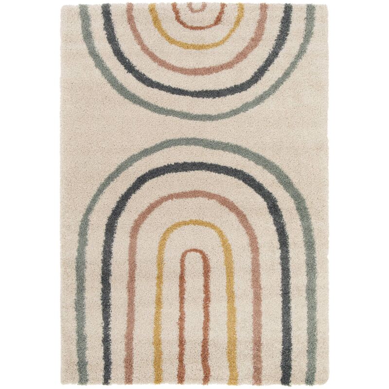 Sweeek - Children's Cream And Multicoloured Interior Rug With Rainbow, Dakota, 150x80x3 Cm