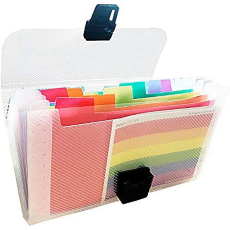 Rainbow Document Organizer Multicolor Plastic Expanding File Small Portable A6 Expandable 13 Compartments Accordion File Folder Document Holder