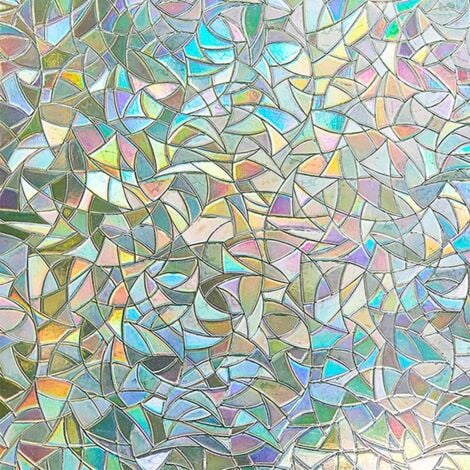 Rainbow Effect Electrostatic Window Film, Decorative Anti-Peek Window Film, 3D Anti-UV Window Film, Blackout Window Film, Ideal for Bedroom, Office, Kitchen, 60 x 300 cm