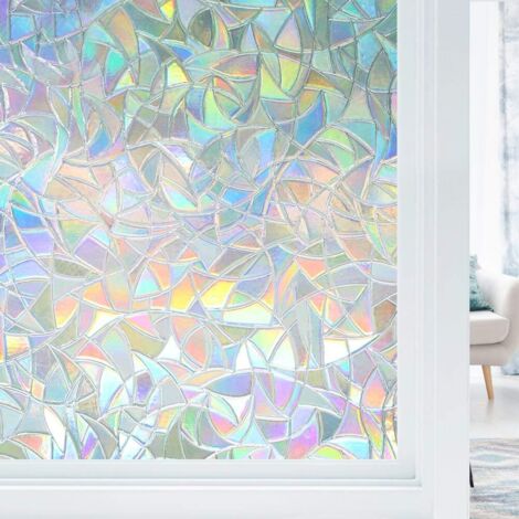 LITZEE Rainbow Effect Window Film, Decorative Anti-Peep Window Film, 3D Anti-UV Window Film, Blackout Window Film Ideal for Bedroom, Office, Kitchen, Home,44.5x200CM