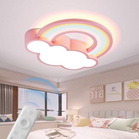 Rainbow LED ceiling light for children with continuously dimmable remote control for nursery/preschool