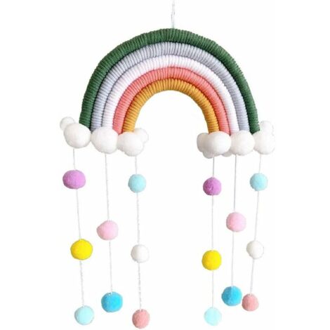 Rainbow Macrame Wall Hanging Home Decor Boho Room Decor Hand Woven Tapestry Kids Wall Decor (CH5A-5)