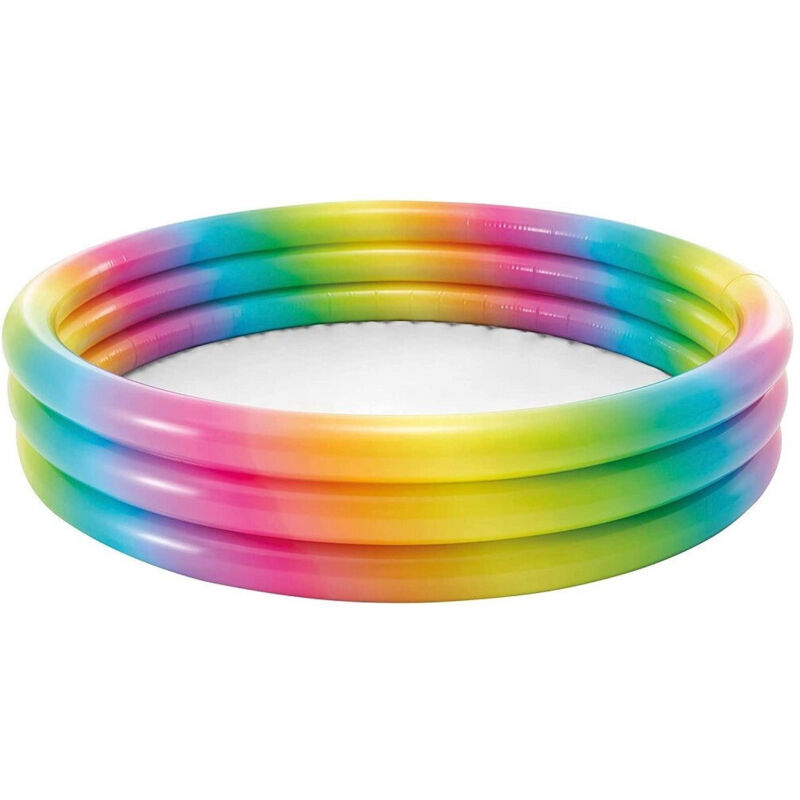 Trade Shop - Piscina Arcobaleno 3 Anelli Gonfiabile Geometria Multicolor 147X33Cm 288Lt 58439 -