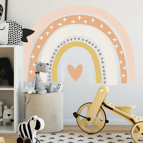 Rainbow Wall Decal, Rainbow Stickers Large Rainbow Wall Decor Peel and Stick Wallpaper for Girls Room Baby Shower Nursery Playroom Classroom 42 x 55 cm
