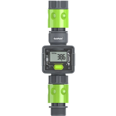 RAINPOINT IPX6 Débitmètre d'eau numérique, tuyaux d'arrosage extérieurs, débit d'eau, filetage BSP 3/4", connexion rapide