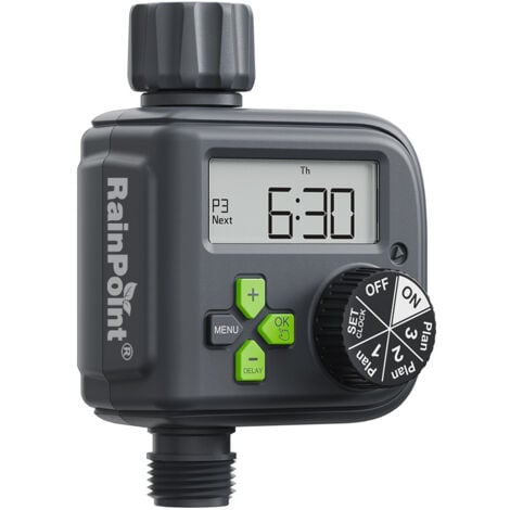 RAINPOINT-Outdoor Watering Timer, Water Timer with 3 Programs, Digital Watering Timer, Automatic Irrigation Timer, Single Outlet