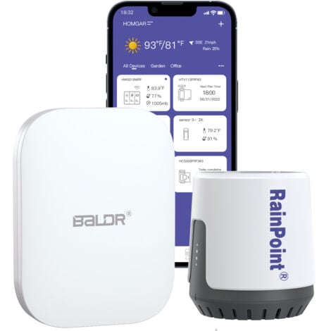 COOCHEER RAINPOINT – Pluviómetro digital inalámbrico con Wi-Fi para un monitoreo preciso de las precipitaciones a través del Smart Gateway Hub (incluido) – Solo Wi-Fi de 2,4 GHz