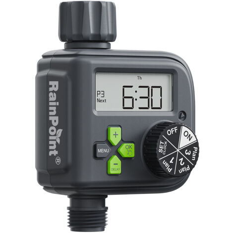 RAINPOINT - Timer per irrigazione da esterno, timer per irrigazione con 3 programmi, timer digitale per irrigazione, timer automatico per irrigazione, uscita singola