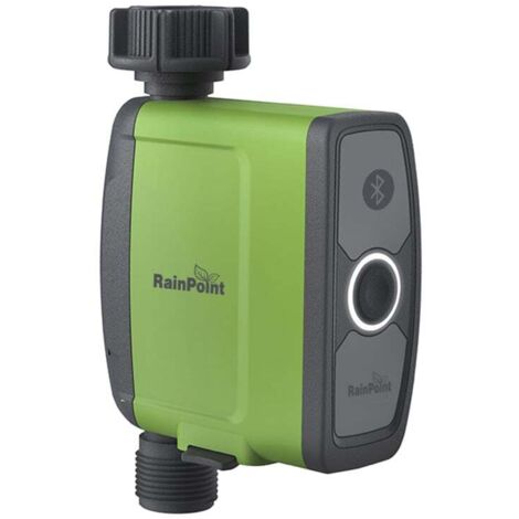 RAINPOINT – Válvula de sistema de riego inteligente – Controlada por aplicación mediante conexión Bluetooth – Se conecta a una manguera de jardín de 3/4 de pulgada, no requiere concentrador