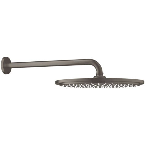 Grohe – Douche de tête 310mm avec bras de douche 380mm – Finition graphite foncé brossé – Jet pluie – Système anticalcaire SpeedClean - 26066AL0