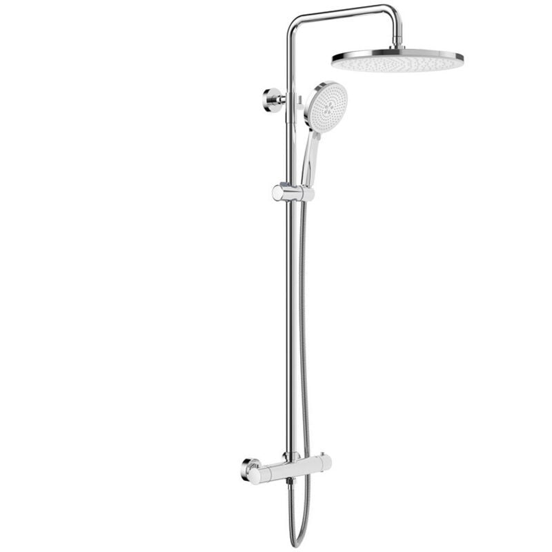 Colonne de Douche Thermostatique Ensemble de Douche Chromé. Douche de tête Ronde 30 x 30 cm en abs. Rainsworth