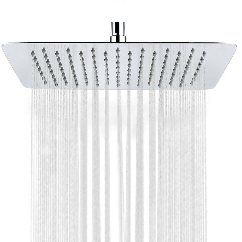 Rainsworth - Douche de Tête Carré 25 x 25 cm Cascade Ultra-mince en Acier Inoxydable, Avec buses anti-calcaire, Chromé