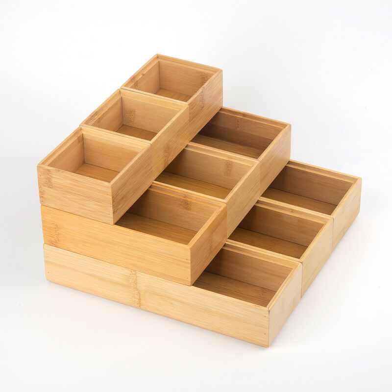 Rainsworth - Range Couvert et Tapis de Fond de Tiroir - Set de 9 Boîtes de Rangement Tiroir, Idéal pour Organiser le Maquillage, la Cuisine, la Salle