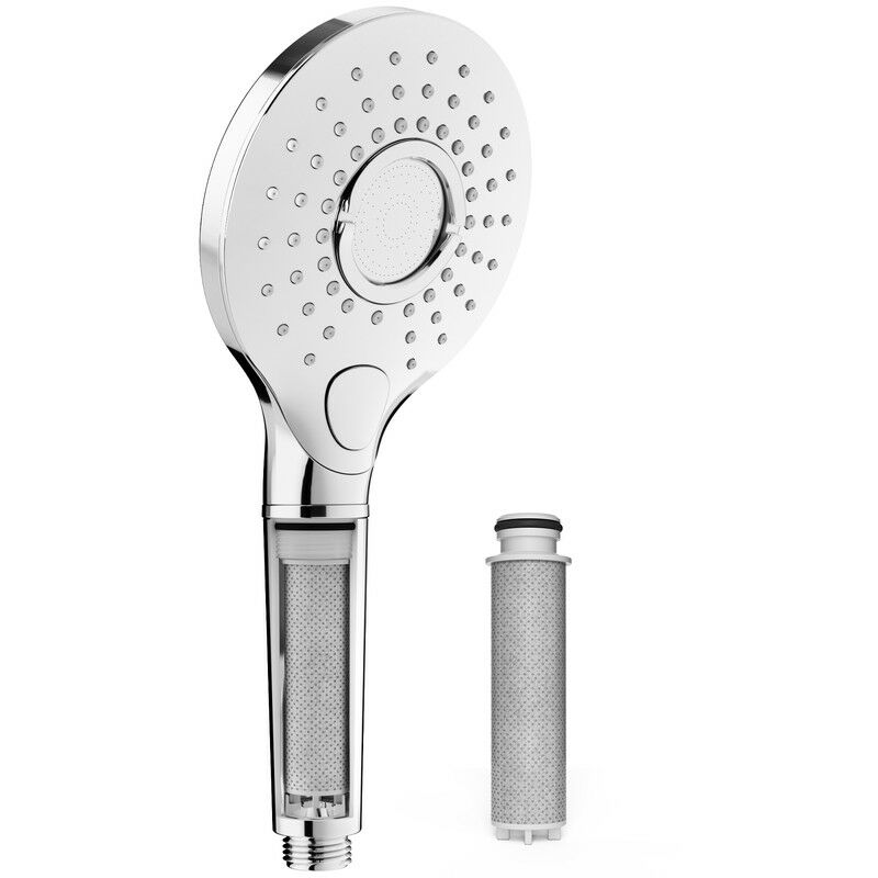 Rainsworth - Pommeau de Douche avec Filtre, Haute Pression, 3 jets, Douchette Anti Calcaire avec 1 Cartouche filtrante, Chromé