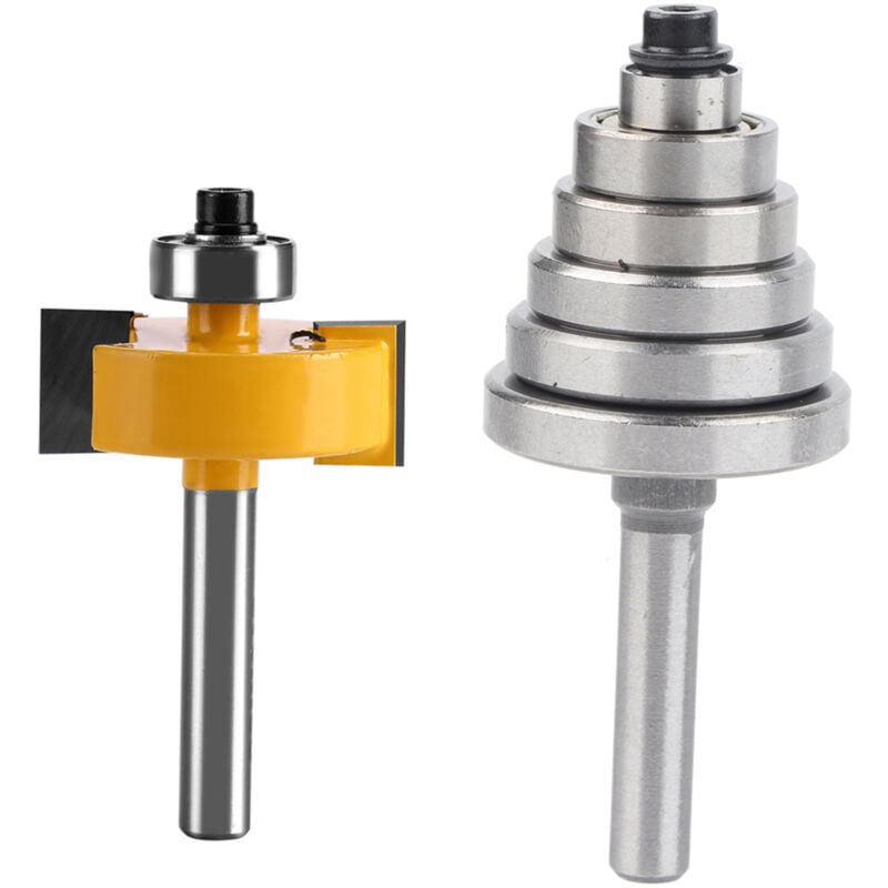 Jeffergarden - Rainureuse Bois, Fraises à Rainurer pour Défonceuse, Fraise à Feuillure à Queue Bit avec 6 Ensemble Roulements pour Plusieurs