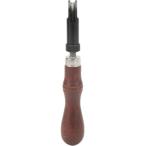 Rainureuse V Cuir, Pointe Rétractable en Acier Carbone, Manche en Bois pour Travail du Cuir DIY