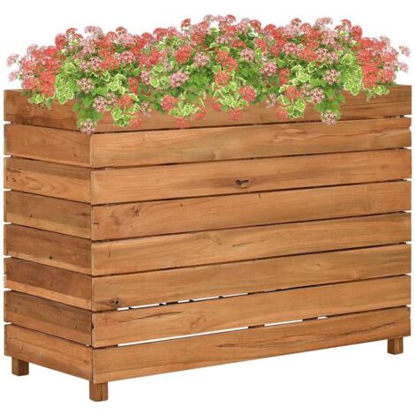 Raised Bed 100x40x72 cm Recycled Teak Wood and Steel vidaXL