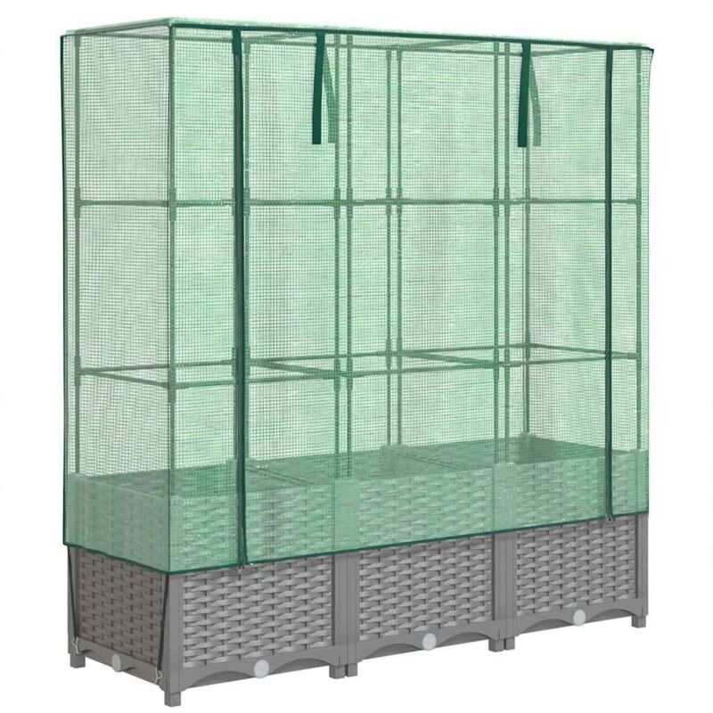 Raised Bed With Greenhouse Cover Rattan Look 120x40x138 Cm Vidaxl