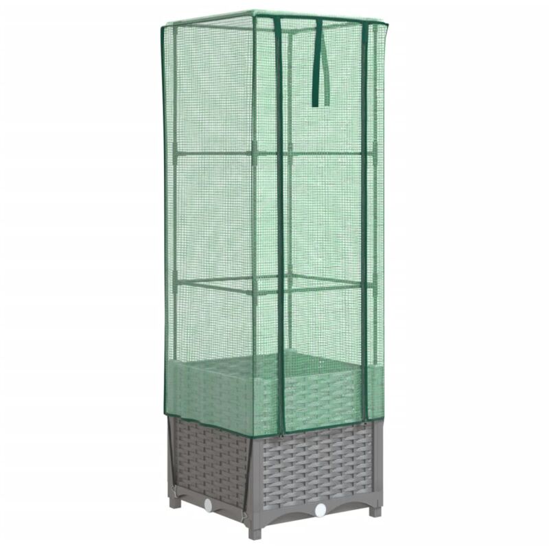 Raised Bed With Greenhouse Cover Rattan Look 40x40x139 Cm Vidaxl