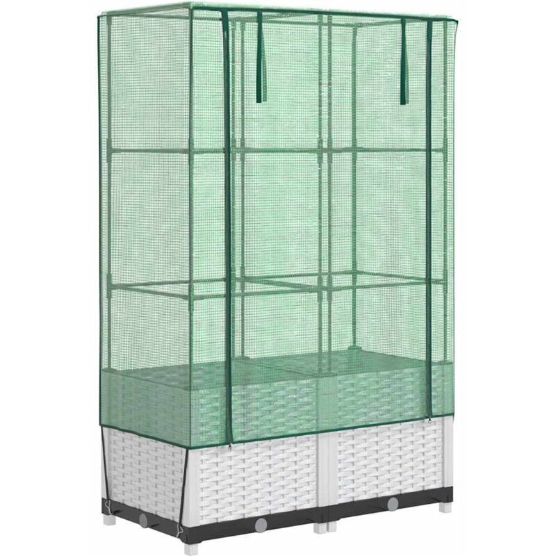 Raised Bed With Greenhouse Cover Rattan Look 80x40x138 Cm Vidaxl
