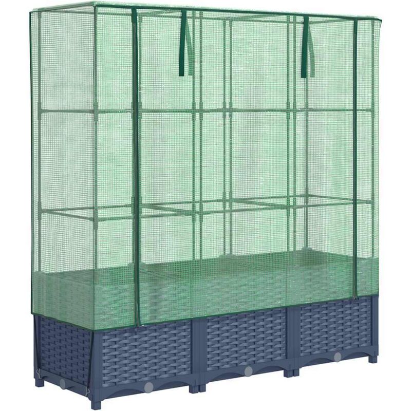 Raised Bed With Greenhouse Cover Rattan Look 120x40x138 Cm Vidaxl