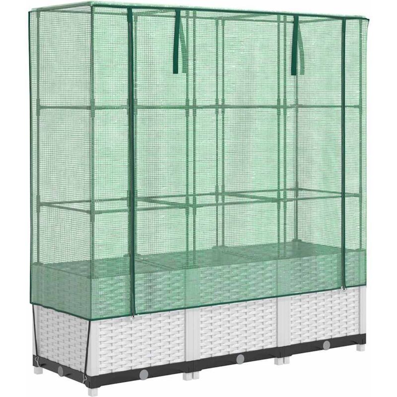 Raised Bed With Greenhouse Cover Rattan Look 120x40x138 Cm Vidaxl