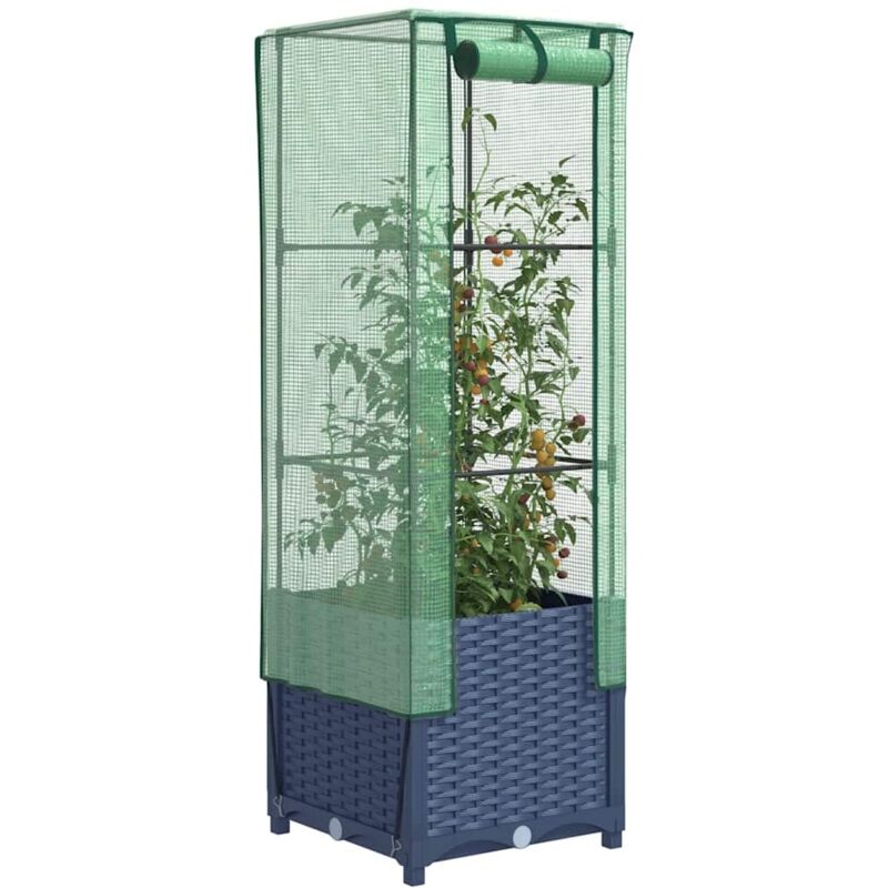 Raised Bed With Greenhouse Cover Rattan Look 40x40x139 Cm Vidaxl