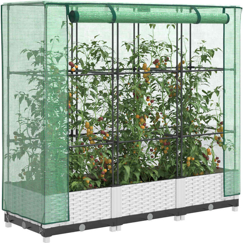 Vidaxl - Raised Bed With Greenhouse Cover Rattan Look 120x40x123 Cm