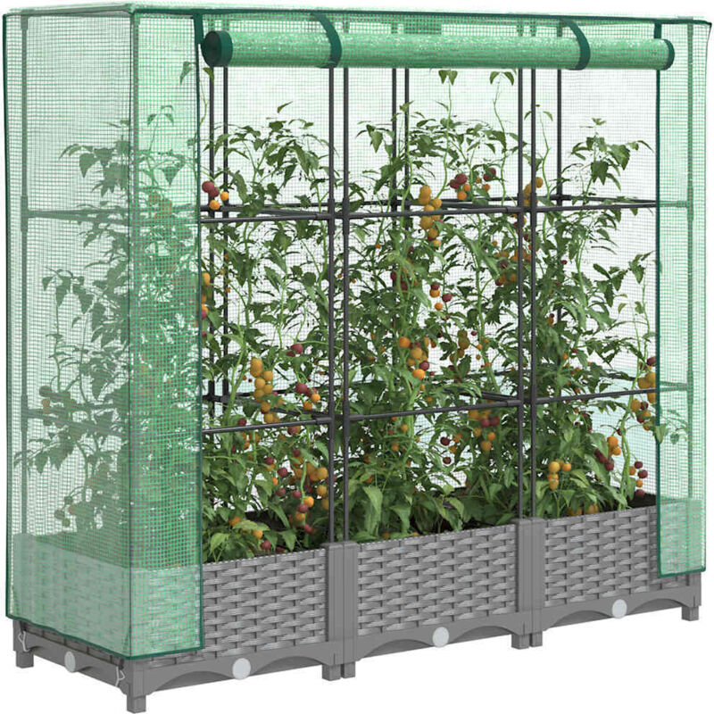Vidaxl - Raised Bed With Greenhouse Cover Rattan Look 120x40x123 Cm