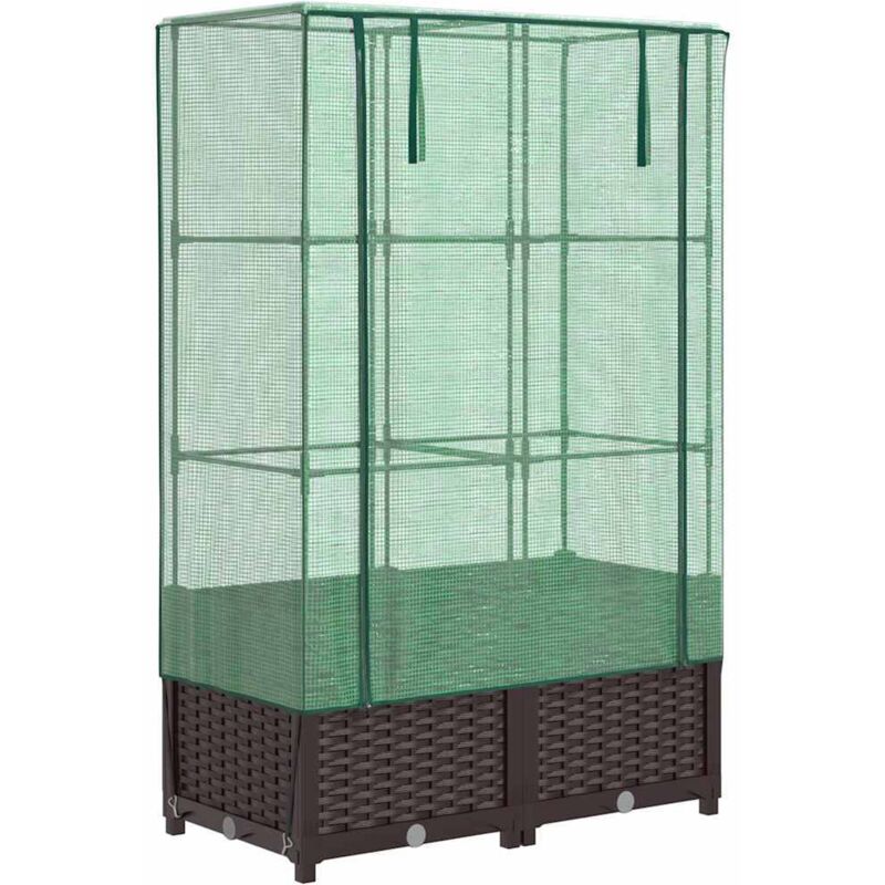 Vidaxl - Raised Bed With Greenhouse Cover Rattan Look 80x40x138 Cm
