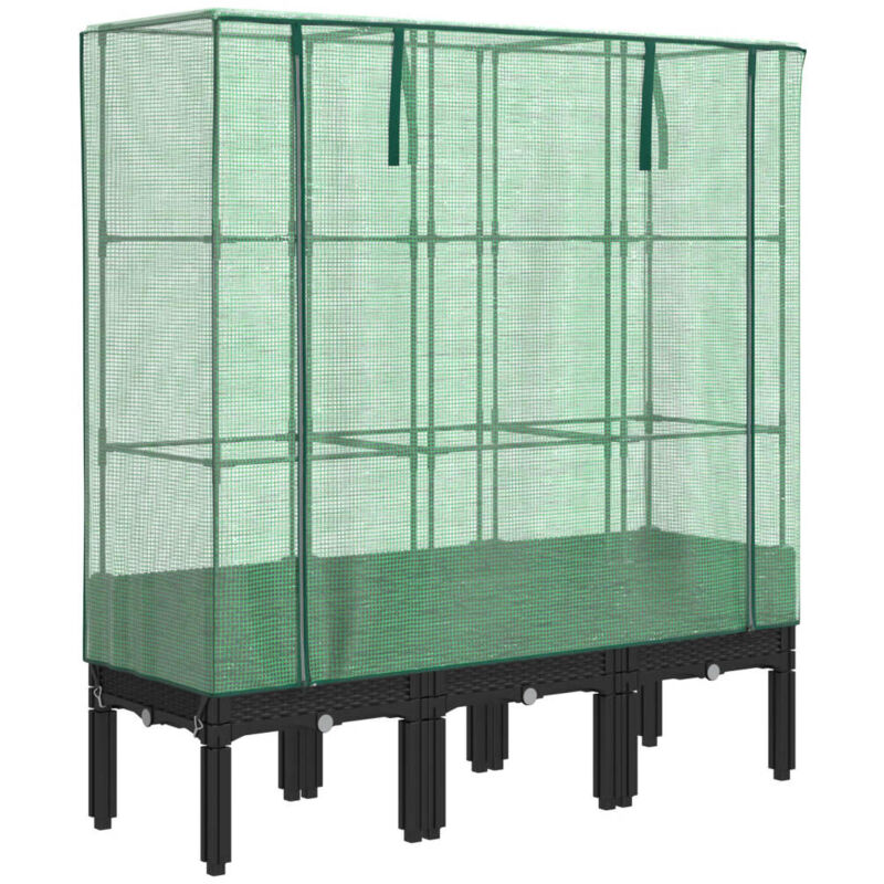 Raised Bed With Greenhouse Cover Rattan Look 120x40x140 Cm Vidaxl