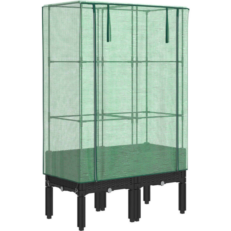 Raised Bed With Greenhouse Cover Rattan Look 80x40x140 Cm Vidaxl