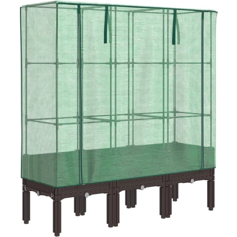 Raised Bed With Greenhouse Cover Rattan Look 120x40x140 Cm Vidaxl