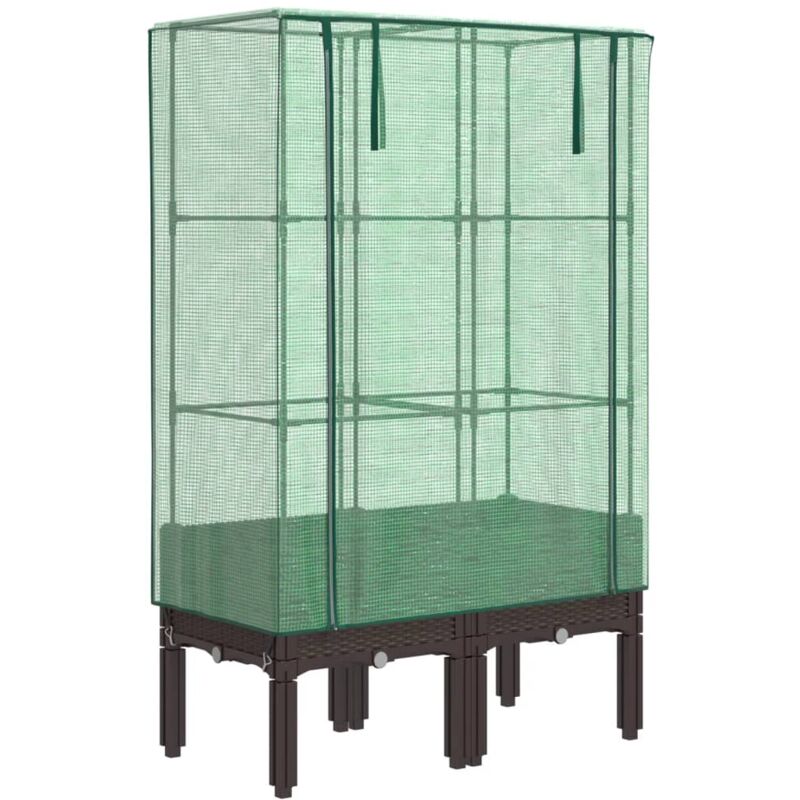 Raised Bed With Greenhouse Cover Rattan Look 80x40x140 Cm Vidaxl