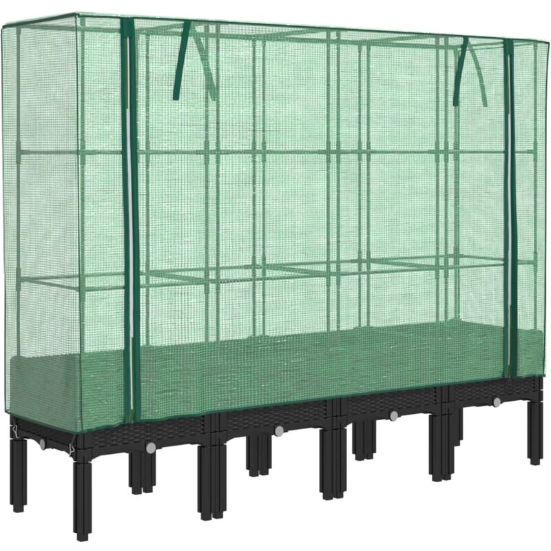 Raised Bed With Greenhouse Cover Rattan Look 160x40x140 Cm Vidaxl