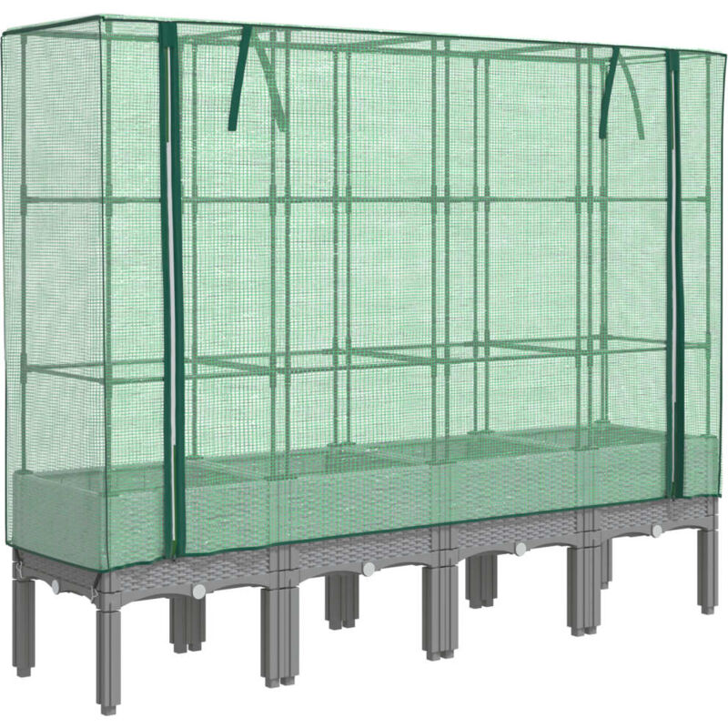 Raised Bed With Greenhouse Cover Rattan Look 160x40x140 Cm Vidaxl