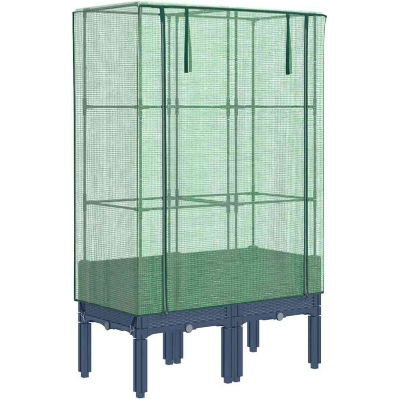 Raised Bed With Greenhouse Cover Rattan Look 80x40x140 Cm Vidaxl