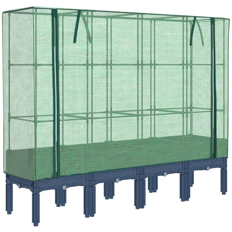 Raised Bed With Greenhouse Cover Rattan Look 160x40x140 Cm Vidaxl