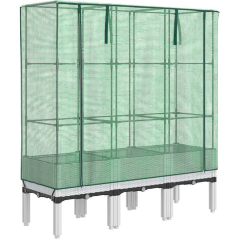 Raised Bed with Greenhouse Cover Rattan Look 120x40x140 cm vidaXL