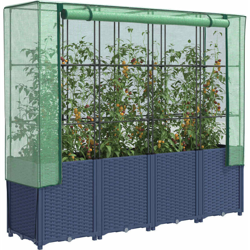Raised Bed With Greenhouse Cover Rattan Look 160x40x153 Cm Vidaxl