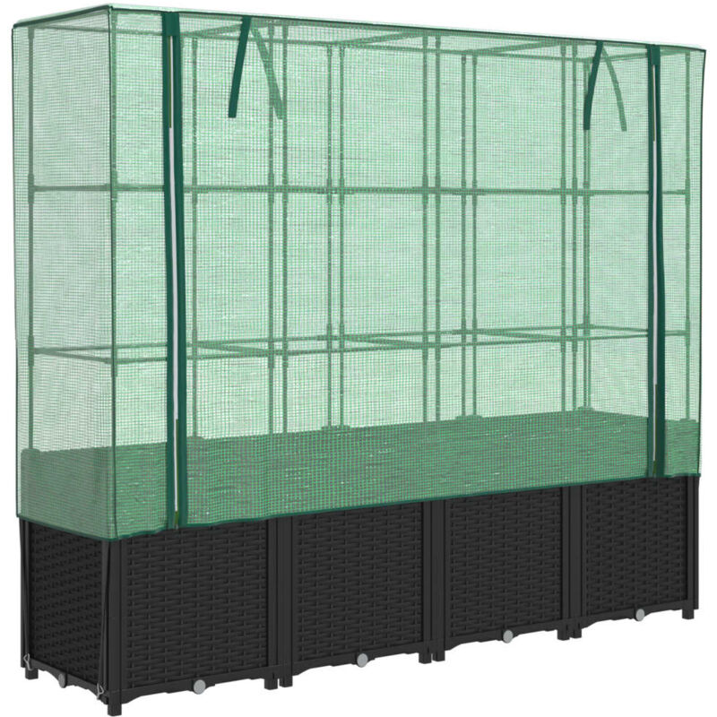 Raised Bed With Greenhouse Cover Rattan Look 160x40x153 Cm Vidaxl